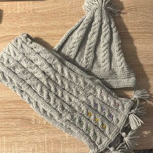 Cozy Gray Knit Hat and Scarf Set